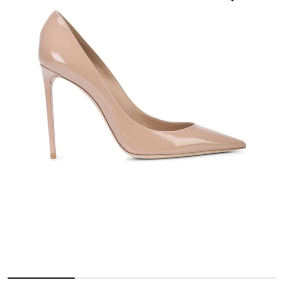 Saint Laurent YSL Zoe 105mm Nude Patent Leather Stiletto Heels 36.5 Authentic - Picture 2 of 10